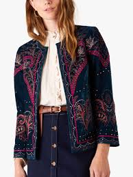 Kimono jackets military jackets moto jackets overcoats parkas patches pea coats puffer jackets quilted jackets rain coats shirt jackets. Monsoon Velvet Embroidered Jacket Teal At John Lewis Partners
