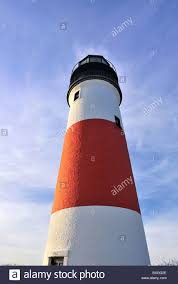 Stock Photo Dramatic Wide Angle View Looking Up At Sankaty Head Light Lighthouse Nantucket Massachusetts Usa Red And Whit Stock Photos Worms Eye View Photo