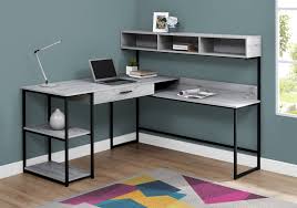 Sure to be a stunning focal point, the monarch specialties corner computer desk looks great in any home office space. Computer Desk Grey Black Left Or Right Facing Corner Monarch Specialties I 7160