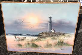 Shop christmas lighthouse at replacements, ltd., one of 460,000 new and retired dinnerware, crystal, silver, and. Coastal Lighthouse Painting On Canvas Signed