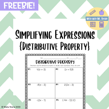 Simplifying Expressions Distributive Property Worksheet Freebie In 2020 Simplifying Expressions Distributive Property Middle School Literacy