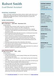 Lead Dental Assistant Resume Samples Qwikresume