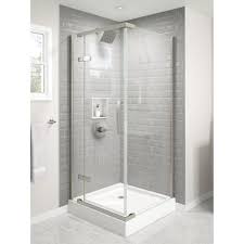 Corner 34.5 w x 76 h framed round sliding shower enclosure. Delta 36 In L X 36 In W X 76 In H Corner Shower Kit With Pivot Frameless Shower Door And Corner Drain Shower Pan Bvs91236cs Pc The Home Depot