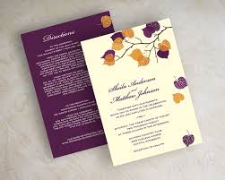 Serena Purple Orange Wedding Invitations Orange Wedding Invitations Fall Wedding Invitations Birch Tree Wedding Invitations
