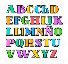 The longer one is, it varies regionally and by context. Spanish Alphabet Colorful Letters Black Outline Vector Capital Letters With Serif On A White Background Black Outline Is Offset To The Side Royalty Free Cliparts Vectors And Stock Illustration Image 79753299