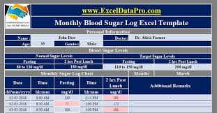 Download Monthly Blood Sugar Log With Charts Excel Template