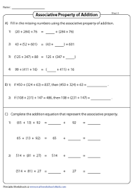Math worksheet lesson activities for class or home use. Associative Property Of Addition Worksheets