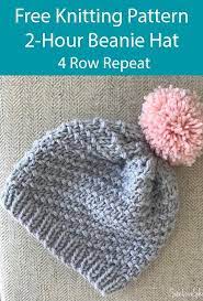 Free Knitting Pattern For 2 Hour Beanie Hat With A 4 Row Repeat Knit Beanie Pattern Baby Hat Knitting Patterns Free Beanie Knitting Patterns Free