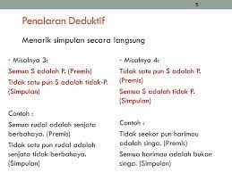 Penalaran induktif adalah cara berpikir yang berdasar pada kejadian yang khusus untuk penelitian induktif memiliki aktivitas untuk pengamatan yang spesifik/khusus ke generalisasi luas, sementara. Penalaran Deduktif Dan Induktif Ppt Download