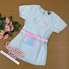 Vestido Kukie Verao Jeans Hello Com Pochete