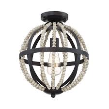 Draping wood beads create perfect bohemian chandelier. 251 First Grace Oil Rubbed Bronze One Light Semi Flush Mount With Natural Wood Beads Bellacor