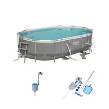 Steel Metal Above Ground Pool Set With Maintenance Kit And Surface Skimmer 56655e Bw 58237e Bw 58233e Bw The Home Depot In 2020 Above Ground Pool In Ground Pools Pool Skimmer