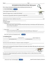 Evidence For Evolution Web Quest Supports Distance Learning Webquest Evolution Activities Evolution