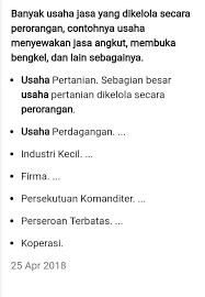 Check spelling or type a new query. Sebutkan Contoh Usaha Perseorangan Bidang Kerajinan Brainly Co Id
