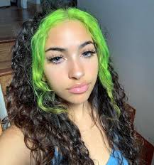 Neon Green Highlights Hair Color Streaks Grunge Hair Aesthetic Hair