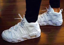 You can't get any cleaner than triple white. the blank canvas coats the whole sneaker. Nike Air More Uptempo Triple White Review Hoop Jordan