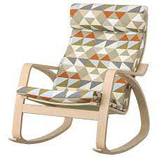 Poang Rocking Chair White Stained Oak Veneer Rockneby Multicolour Ikea
