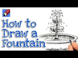 From either the left and right ends of the oval, extend a set of lines down. How To Draw A Garden Fountain In 3d Real Easy For Kids And Beginners Youtube Easy Drawings Sketches Drawing Tutorial Easy Art Drawings Sketches Simple