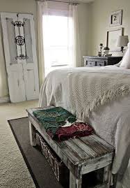 Oh How Beautiful Lots Of Rustic Charm In This Bedroom Bench At The End Of The Bed With Baskets Under Bedroom Makeover Master Bedroom Makeover Simple Bedroom