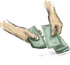 Picture of money changing hands. Business Math How To Count Change Back To A Customer
