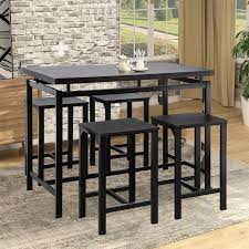 Add a traditional bar & pub table set to your home to add flexibility to your dining options. Buy Counter Height Table Set Of 5 Breakfast Bar Table And Stool Set Minimalist Dining Table With Backless Stools Wood Top Pub Table Chair Set For Kitchen Apartment Bistro Space