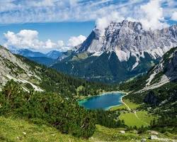 Mountain ranges in Germany, Hiker on Zugspitze mountain Germany 