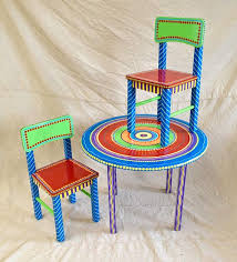 Child S Round Table And Two Chairs Set Custom Hand Kids Furniture Sets Paint Kids Table Hand Painted Furniture