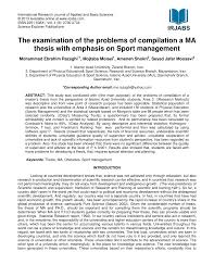 You can choose between studying a general sports management degree or one of the various specialisations. Pdf The Examination Of The Problems Of Compilation A Ma Thesis With Emphasis On Sport Management