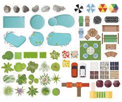 Set Landscape Elements Top View Garden Tree Lake Swimming Royalty Free Clipa Landscape Design Drawings Landscape Architecture Drawing Landscape Elements