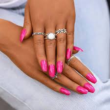 These coffin nails are painted in a bold matte blue. Amazon Com Campsis Ballerina False Nails Glossy Hot Pink Pure Color Fake Nails Coffin Full Cover Nails Art Press On Nails For Women And Girls Pack Of 24 Beauty