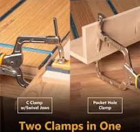 ‎POWERTEC 12 in. Pocket Hole Right Angle Clamp, 4-3/4 in. Max. Clamping for  Pocket Hole Joint Assembly, Woodworking, Welding (2PK) 71745N