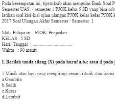 Soal ukk pjok kelas 5. Soal Uas Ukk Pjok Penjaskes Kelas 5 Sd Semester 1 Tipstriksib