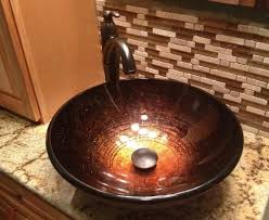 Kraus Illusion Glass Vessel Sink In Brown With Riviera Faucet In Oil Rubbed Bronze C Gv 580 12mm 1005orb The Home Depot Glass Vessel Sinks Glass Vessel Glass Bowl Sink