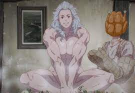 noi (dorohedoro), dorohedoro, highres, screencap, 1boy, 1girl, completely  nude, long hair, muscular, muscular female, nude, red eyes, smile, white  hair - Image View - | Gelbooru - Free Anime and Hentai Gallery