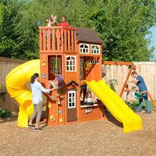 The house includes a sandbox and an upper area with windows. Kidkraft Lookout Extreme Wooden Playset Buy Online Now Buy Kids Playhouse