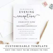 Print At Home Evening Reception Wedding Invitation Template Etsy Wedding Reception Invitations Reception Invitations Wedding Invitations Printable Templates