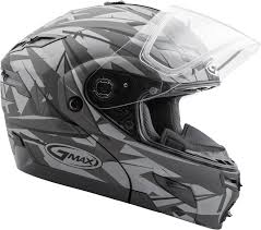 Gmax Gm54s Matte Black Grey Scribe Graphic Modular Snow Helmet