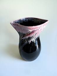 Amazing Vallauris Vase Vallauris Ceramic Black Pink Etsy French Pottery Vase Vintage Vases