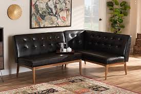 100% price match and free shipping at yliving.com. Baxton Studio Arvid Mid Century Modern Dark Brown Faux Leather 2 Pc Wood Dining Corner Sofa Bench Wholesale Interiors Bbt8051 Dark Brown Walnut 2pc Sf Bench