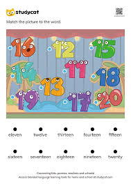 numbers 11 20 matching worksheet printable pdf