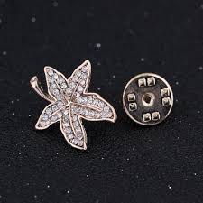 复古衬衫小领针枫叶水钻领扣精品胸针女胸花刺马针现货