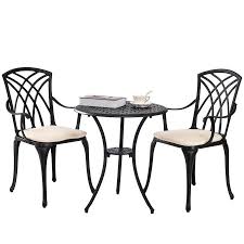 Flamaker 3 pieces patio set outdoor wicker patio furniture sets modern bistro set rattan chair conversation sets with coffee table for yard and bistro (black) 4.6 out of 5 stars 5,673 $109.99 $ 109. Kinger Home 3 Piece Black Frame Patio Set With Cream Cushions Lowes Com In 2021 Bistro Table Set Patio Furniture Sets Bistro Set