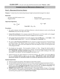 Are energy conservation equation and equation of motion substantially equivalent of there is some reason to not use conservation equation as equation of motion? Conservation Of Energy Lab
