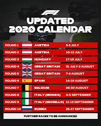 241 4k Likes 1 685 Comments Formula 1 F1 On Instagram Here S Your Updated 2020 Calendar After The Addition Of Mugello And Sochi We Still Expect The