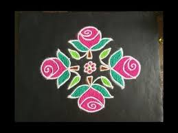 Simple Flower Rangoli Design With Beautiful Colours And Dots 9x3x3 Latest Rangoli Daily Kolam Simple Flower Rangoli Rangoli Border Designs Flower Rangoli