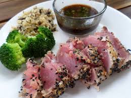 Seared Yellowfin Ahi Tuna With Soy Dipping Sauce So Healthy Delicious And Easy In 2021 Seared Ahi Ahi Tuna Food