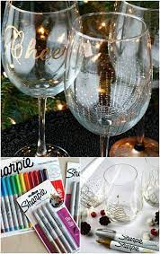 5 Cute And Clever Painting Ideas To Christmas Ify Your Wine Glasses Whether Upside Down Or Right Side Up A Wine Diy Wine Glasses Sharpie Crafts Diy Wine