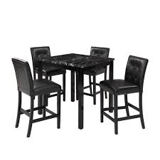 4.5 out of 5 stars with 2 ratings. Lokesi Kitchen Table Set 5 Piece Marble Top Counter Height Dining Table Set With 4 Leather Upholstered Chairs Black Buy Online In Qatar At Qatar Desertcart Com Productid 124617238