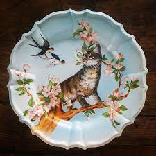Vintage Cats Plates Etsy Kitten Art Vintage Cat Cat Art