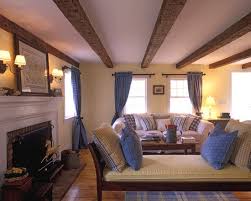 Excellent Faux Wood Ceiling Beams And Planks Rustic Beams And White Paint Combo At Farmhouse Beams Living Room Living Room Design Decor Farm House Living Room